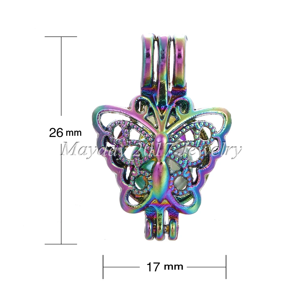 1 шт. Радужный Цвет Бабочка звезды жемчужные бусины клетка медальон кулон эфирное