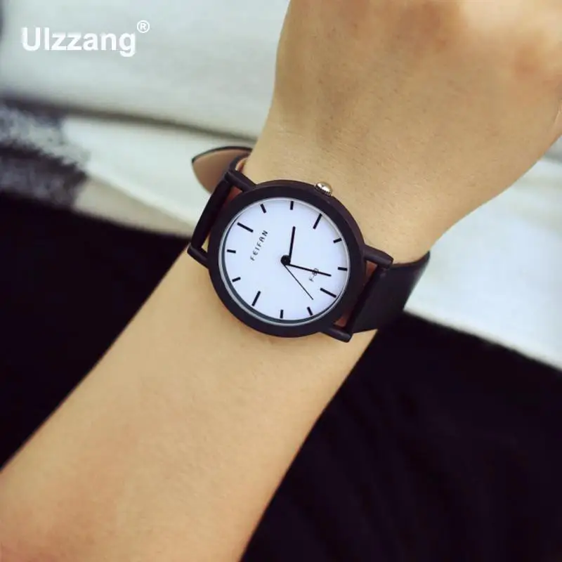 Повседневные модные черные и белые кварцевые кожаные Наручные часы FEIFAN подарок