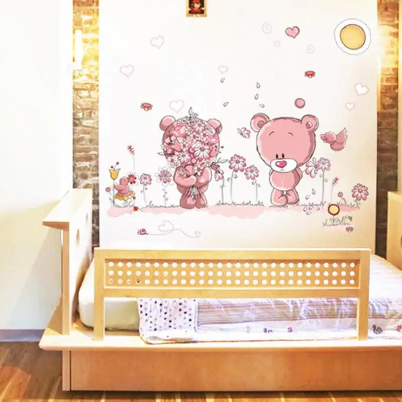 Съемный Милая пара медведь Наклейки на стену Книги по искусству наклейка стене