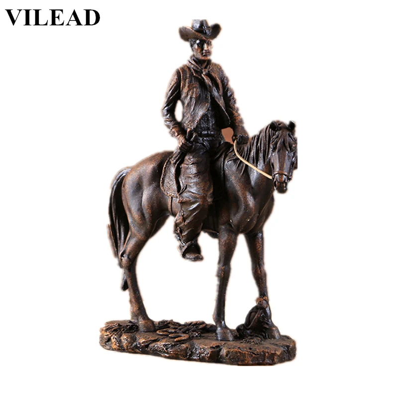 VILEAD 14 ''статуя американского ковбоя из смолы для верховой езды фигурки лошадей миниатюрные скульптуры животных рождественские украшения для дома