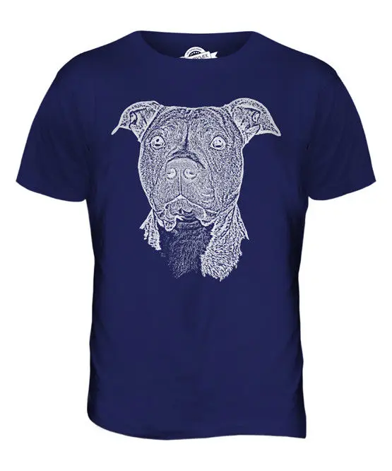 Стаффордширский бультерьер эскиз Мужская футболка Топ отличный подарок собака