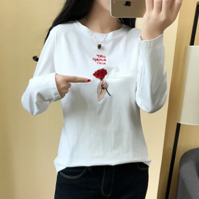 LongSleeveFlowerWhit 16 узоров, футболка для кормящих мам, топы для грудного вскармливания, Одежда для беременных женщин, топ с принтом, одежда с коротким/длинным рукавом - Цвет: LongSleeveFlowerWhit