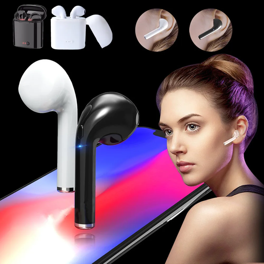 Беспроводные наушники i7s Bluetooth гарнитура TWS Twins стерео с микрофоном для iPhone huawei