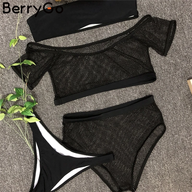 BerryGo сексуальный сетчатый мягкий комплект бикини пуш-ап из двух частей женский