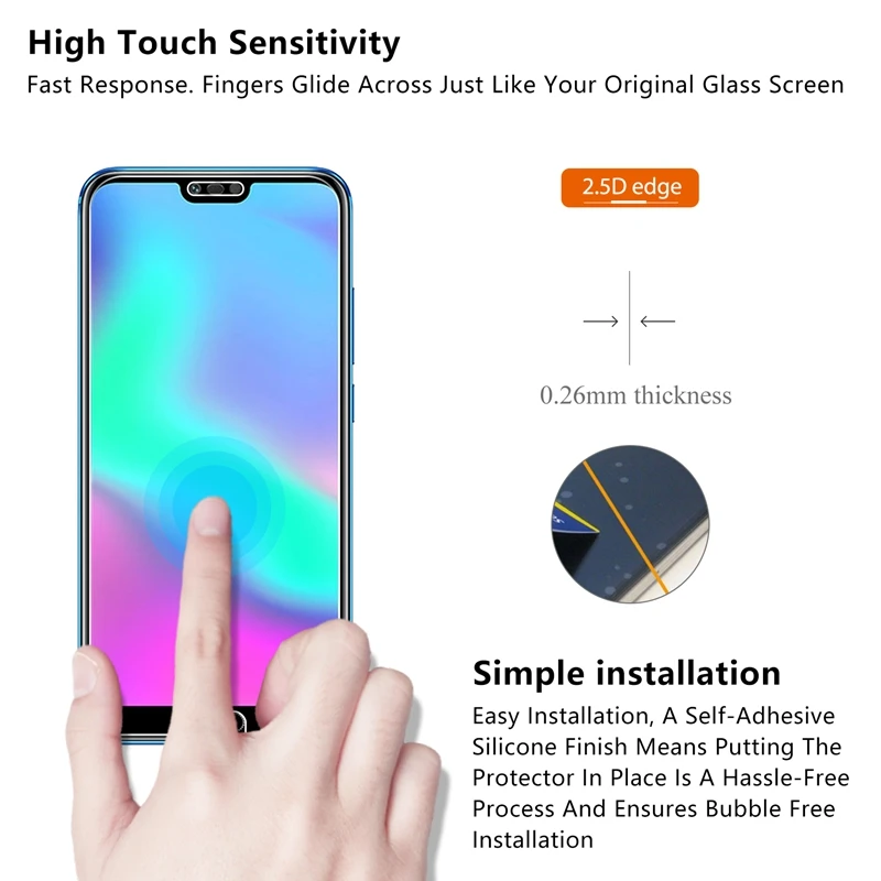 10 Pcs/Lot 2.5D 0.26mm 9H Premium Tempered Glass For Huawei Honor Screen Protector Toughened protective film |