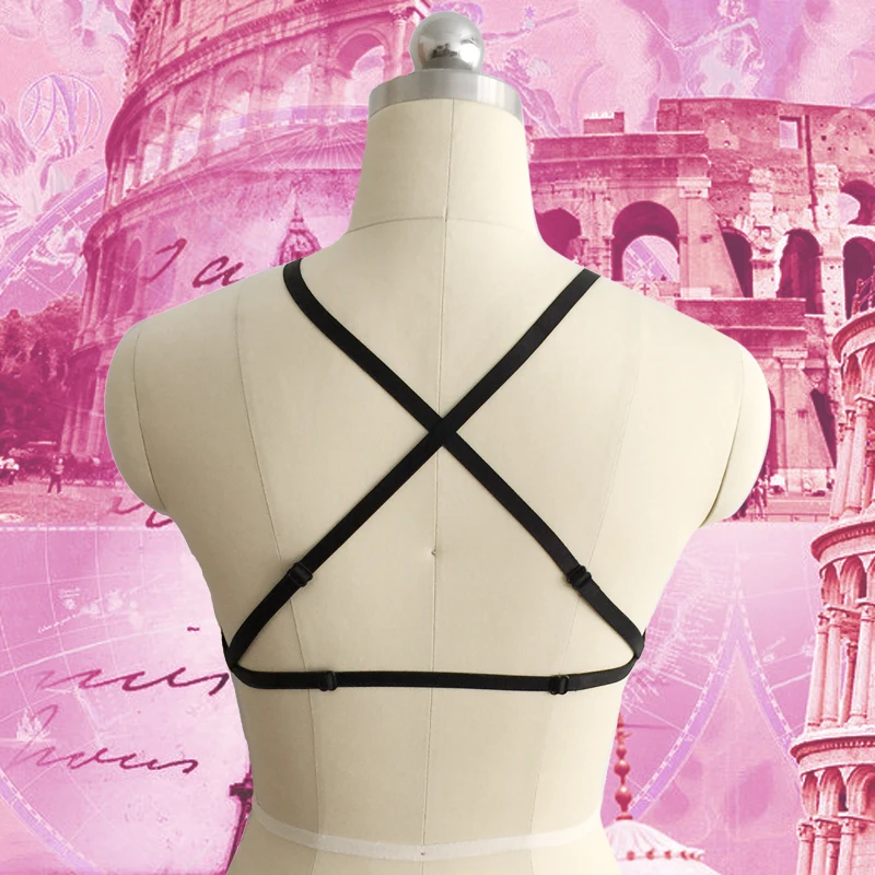 Экзотическая одежда черный женский бюстгальтер на бретельках готический стиль