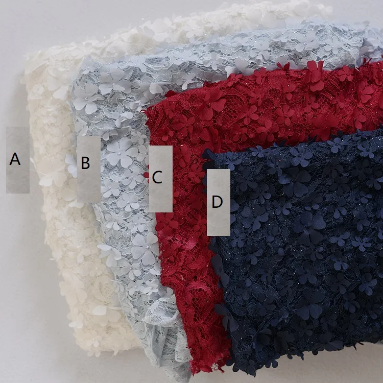 DIY Высокое качество вышивка кружева ткань 3D цветок эластичное платье Свадебные