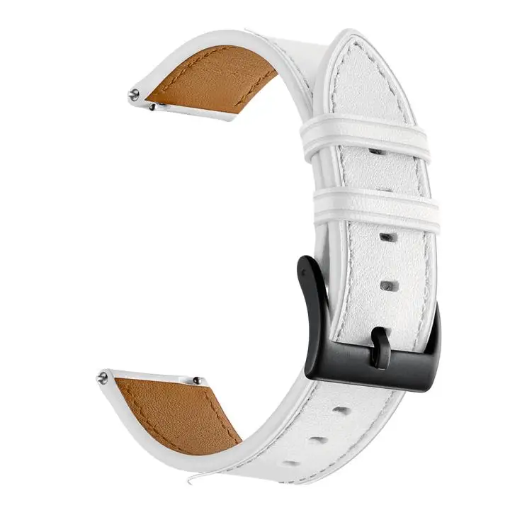 White Ремешок для часов из натуральной кожи для Garmin Forerunner 245/Vivoactive 3/vivomove HR, умный ремешок для часов Forerunner 645, спортивный браслет - Цвет: White