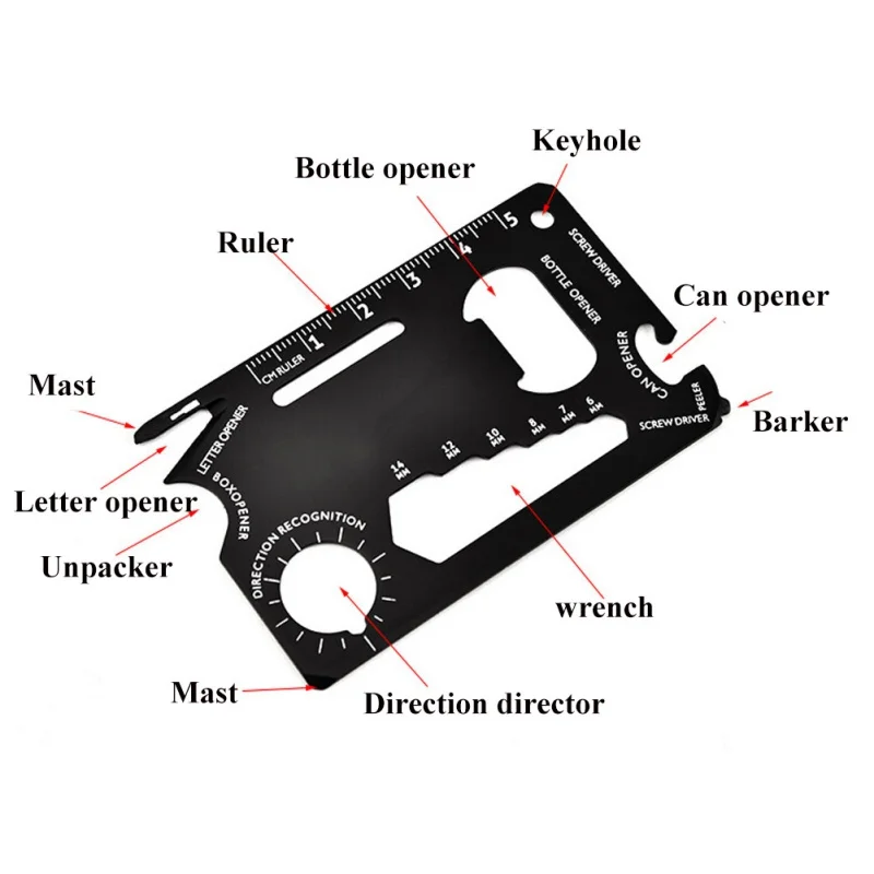 pocket tool multifunction Knife edc outdoor bottle survive gear card multi multipurpose gadget camp opener wallet kit11