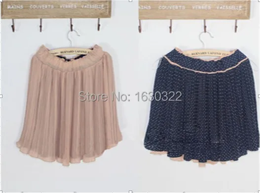 Wave point wear on both sides small floral skirt chiffon Polka Dot Chiffon Skirts female JSJRFZ Женская одежда
