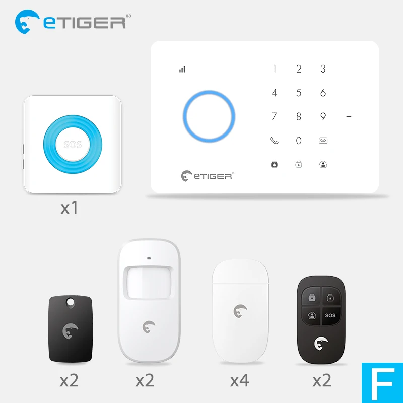 

eTiger S3B Wireless Home Security GSM Alarm System IOS Android APP Remote Control RFID Card PIR Sensor Door Sensor kit
