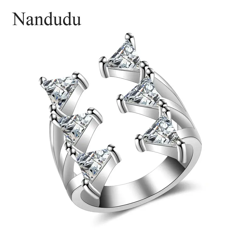 Nandudu новые открытые Каффа с Цирконом кольца для женщин высокого уровня