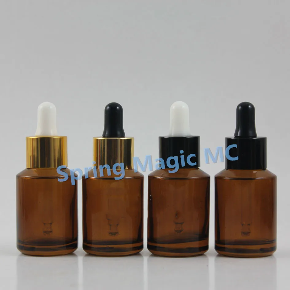 30 мл коричневая стеклянная бутылка капельница с белыми/черными резиновыми