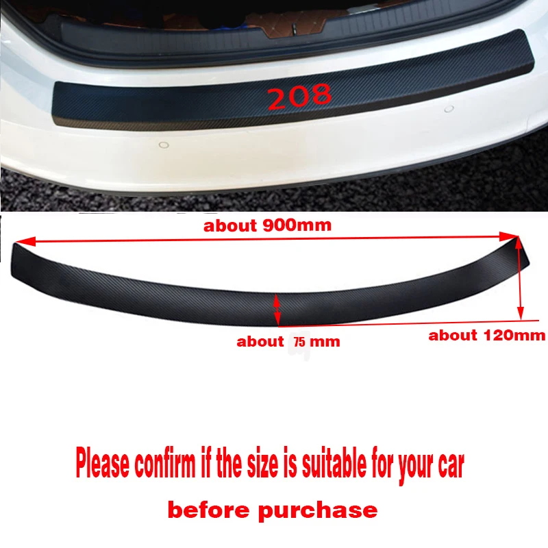 900mm white Для peugeot 208 ПУ кожа углеродное волокно бампер Защита двери край полосы отделка бампер для автомобильного стайлинга - Название цвета: 900mm white