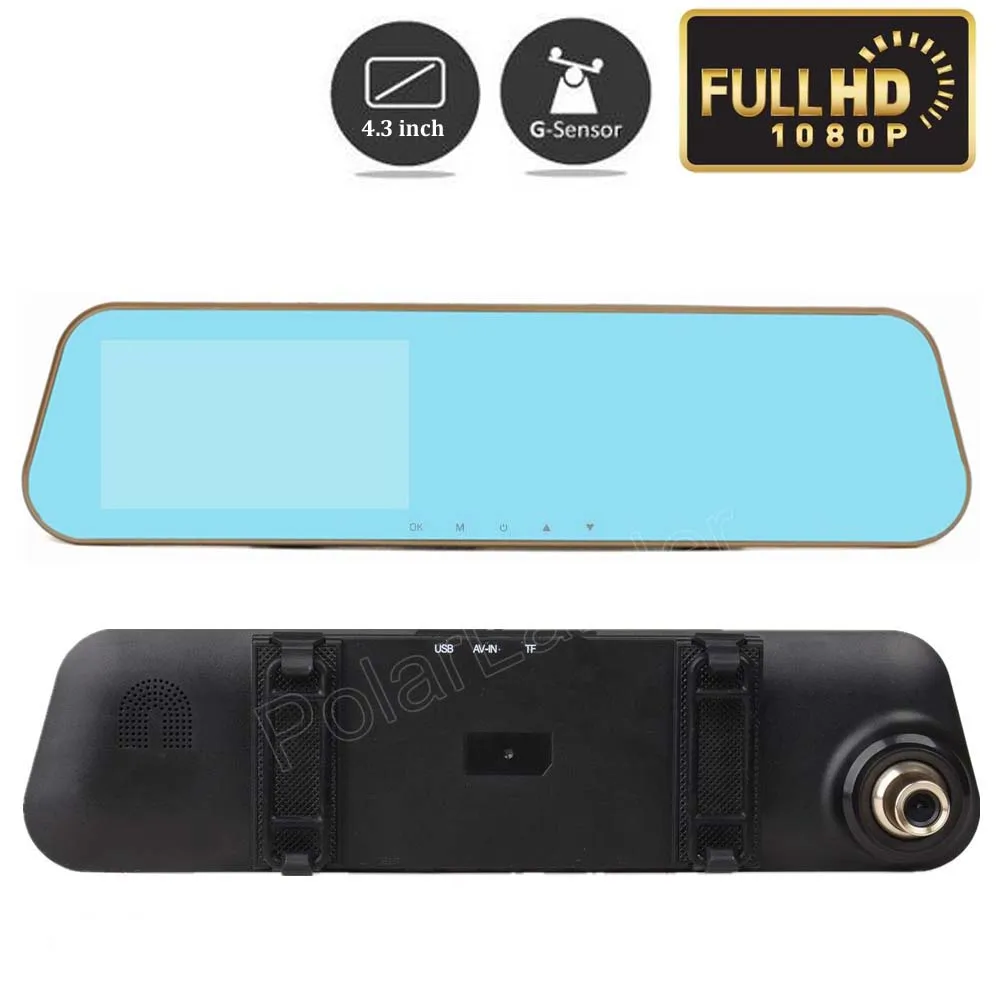 Full HD 1080P Car DVR 4.3 inch Rearview Mirror video Recorder 170 degree G-Sensor motion detection Dash Cam digital zoom | Автомобили и