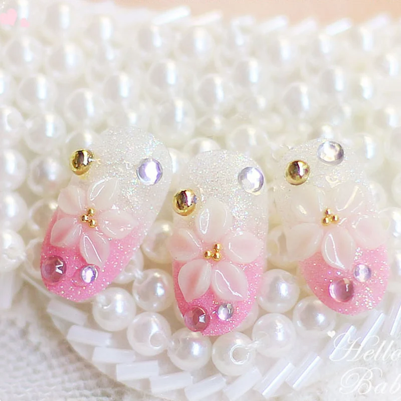 24 шт. накладные ногти с розовым цветком полное покрытие стразы|nail artificial|full cover nail