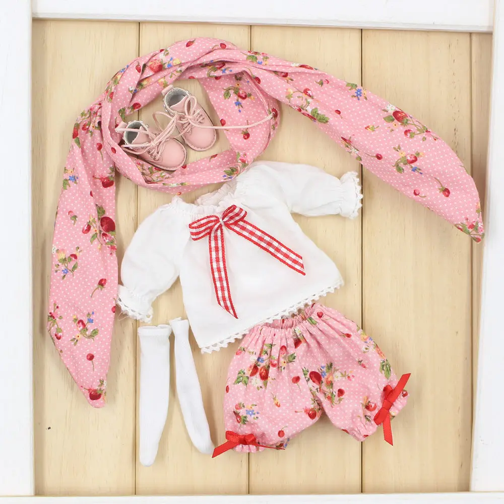 Наряды для девочек Blyth doll, костюм карамельного цвета, в том числе пышные брюки, одежда со средним рукавом, повязка на голову и носки для 1/6 года, BJD