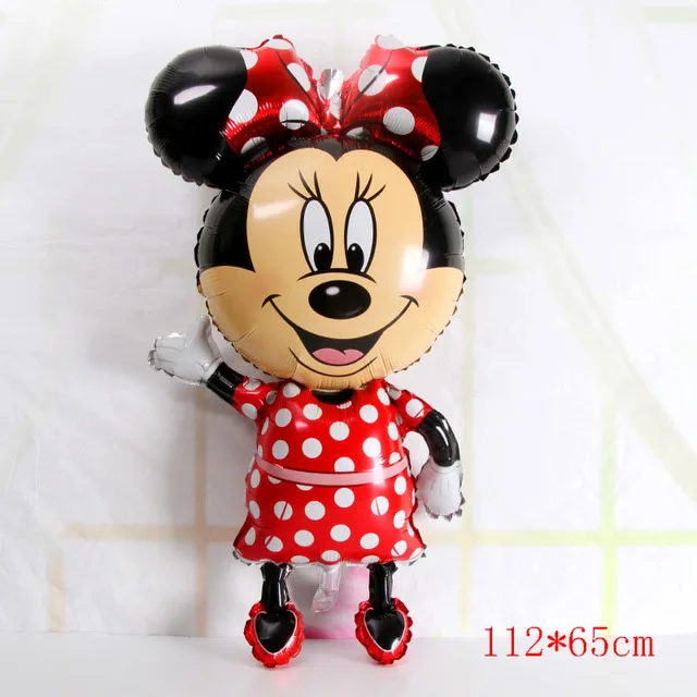 Red Minnie Воздушные шары с Микки Маусом, 112 см, Гигантские Воздушные шары с Минни Маус, украшения для дня рождения, детские игрушки, воздушные шары из фольги - Цвет: Red Minnie