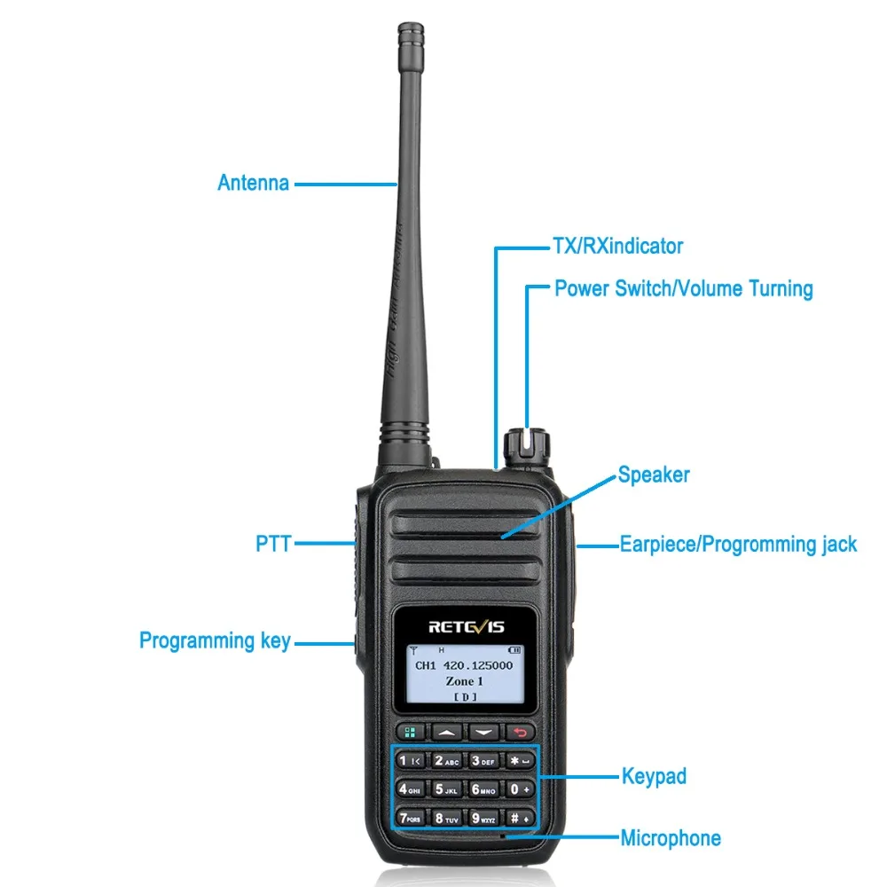 Retevis RT80 DMR радио цифровая рация UHF 400 480 МГц DCDM радиостанции VOX FM 2 Way Радио Amador Ham Hf