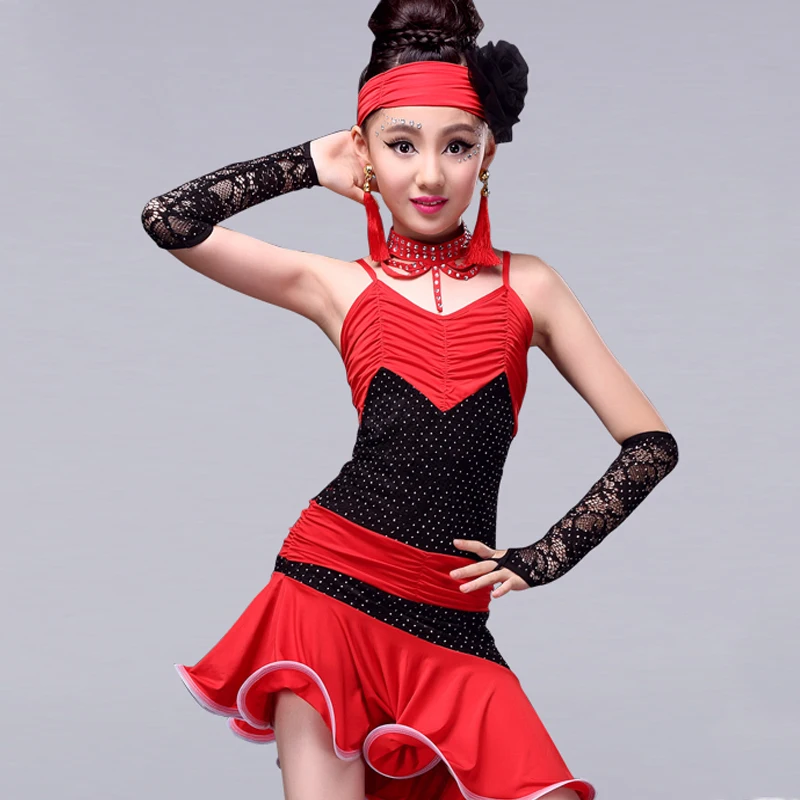 Платье для латинских танцев девочек соревнований латиноамериканских Детские