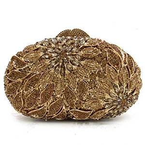 Dark Gold Новое поступление, открытые вечерние сумочки и клатчи с цветочным рисунком, женские вечерние модные свадебные вечерние клатчи с цепочкой - Цвет: Dark Gold