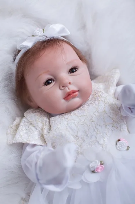22 &quotПрекрасный Bebe для девочек куклы реборн игрушки белое платье принцессы дети