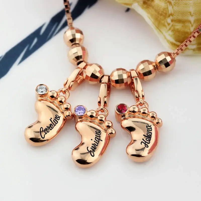 Женское ожерелье с 3D гравировкой из камня по дате рождения Золотая цепь для