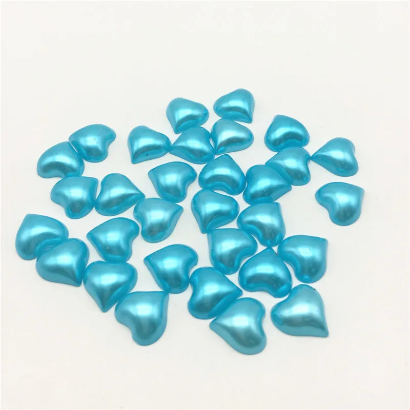 Blue color 100 шт 15 мм розовый синий сердце Жемчуг Flatback кабошоновые украшения DIY телефон украшения скрапбукинга ремесла изготовление карт - Цвет: Blue color