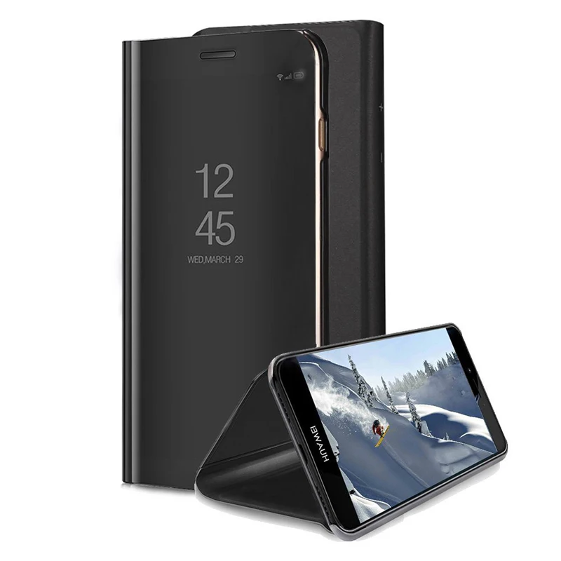 Прозрачный зеркальный умный чехол для Huawei P20 Pro P9 P10 Plus кожаный флип-чехол с