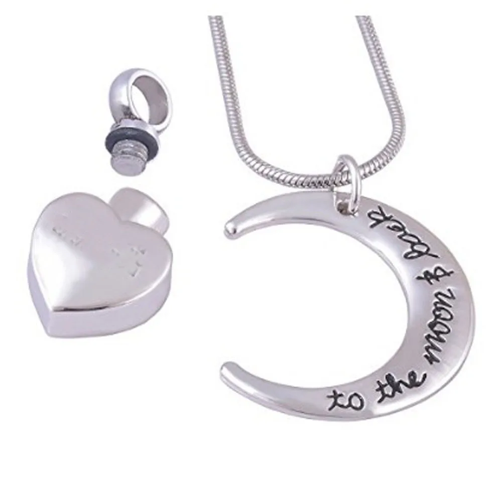 Moon кремации ювелирные изделия для пепла сердце подвеска урна Цепочки и ожерелья