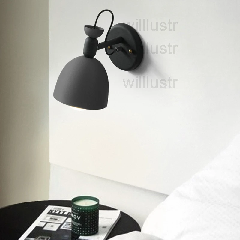 Настенный светильник Willlustr металлический матовый белый черный|bedside light|iron wall