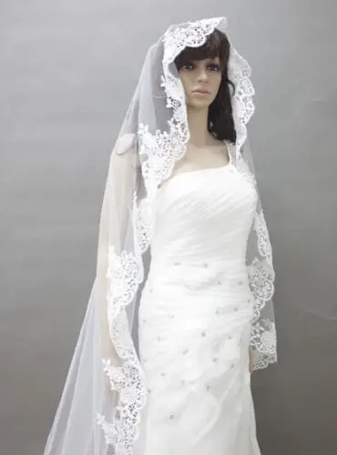 Винтажная кружевная свадебная вуаль 1 слой белое Элегантное свадебное платье