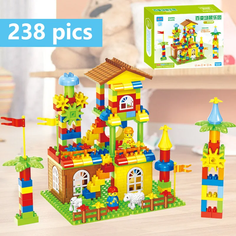 Big Building Blocks ABS Children Educational DIY Amusement Park Assemble Bricks Model Toys Compatible with Legoed Duplo | Игрушки и
