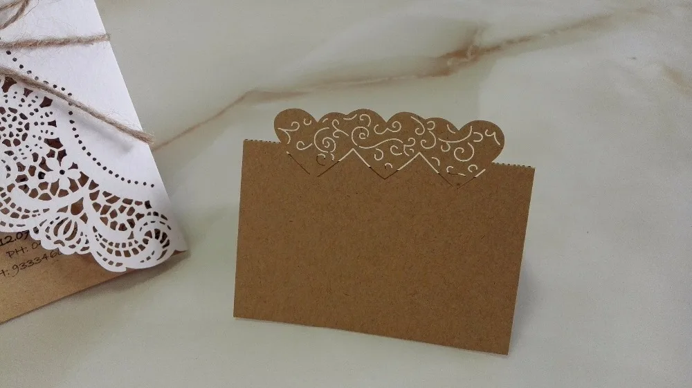 Винтажные любовные сердца лазерная резка карты крафт картон свадьба помолвка
