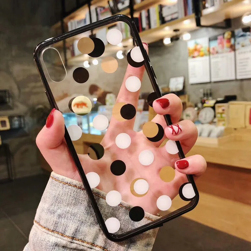 Cyato Lovely Wave Point Clear Phone Case For iPhone XS Max XR X 6 6S 7 8 Plus Cartoon Ploka Dots Pattern Cases for x Capa | Мобильные