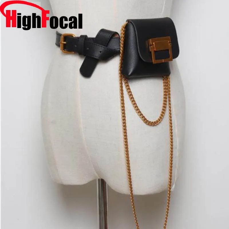 

2019 New Fashion Chains Belt Bag Animal Print Serpentine Waist Bag Women Mini Leather Pack Vintage Waist Belt Vags Phone Pocket