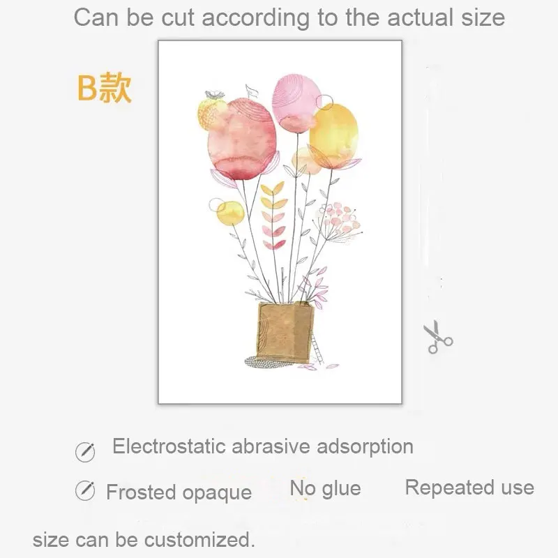 70(w)x120cm(h) B Цветной воздушный шар Стекло окна фильм дверь Стикеры конфиденциальности пользовательский размер пейзаж Картина кухонная раздвижная дверь для год украшения - Цвет: 70(w)x120cm(h) B