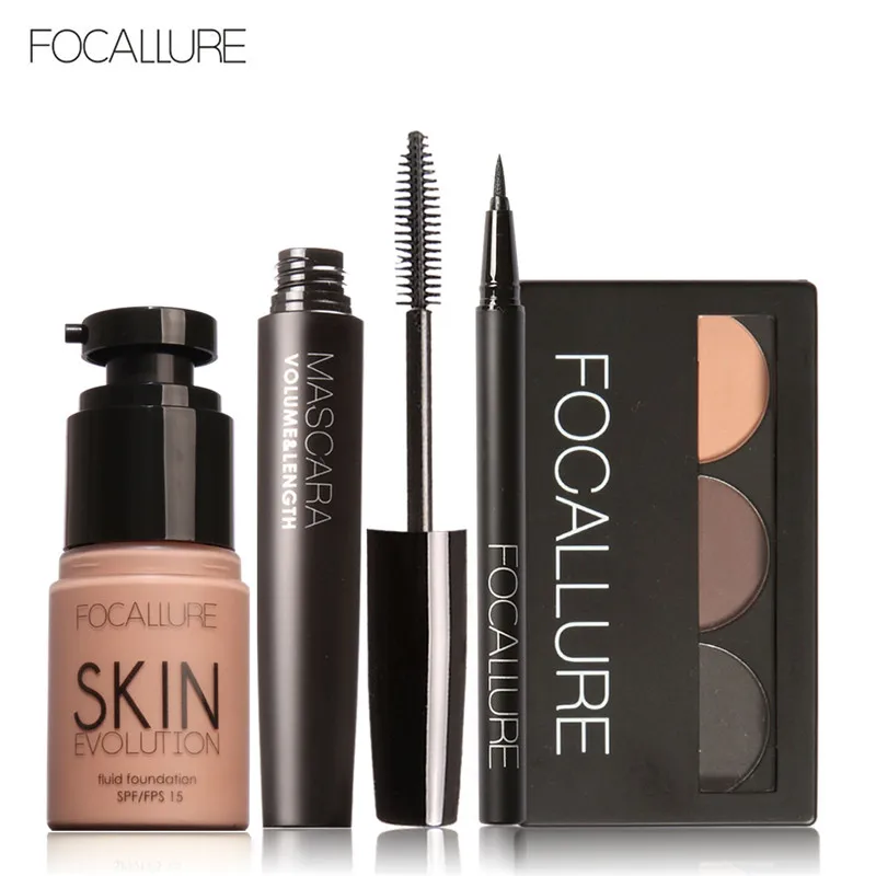 8 FOCALLURE Makup Набор инструментов 4 шт. должны иметь косметику, включая тональный крем Тушь для ресниц подводка для глаз брови макияж набор - Цвет: 8