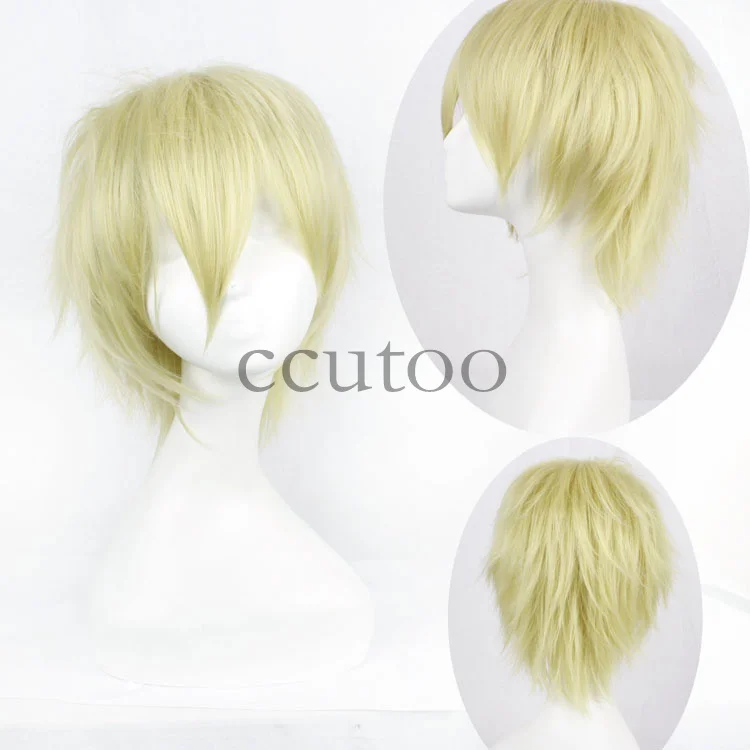 Ccutoo 30 см/1" Vocaloid Kaito темно-синего цвета с короткими аксессуар для волос пушистой цветок синтетический парик для студенческой вечеринки теплостойкое волокно - Цвет: P12/613