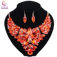 fashion crystal wedding jewelry sets for bride party costume accessories bridal decorations necklace earring jewelry for women