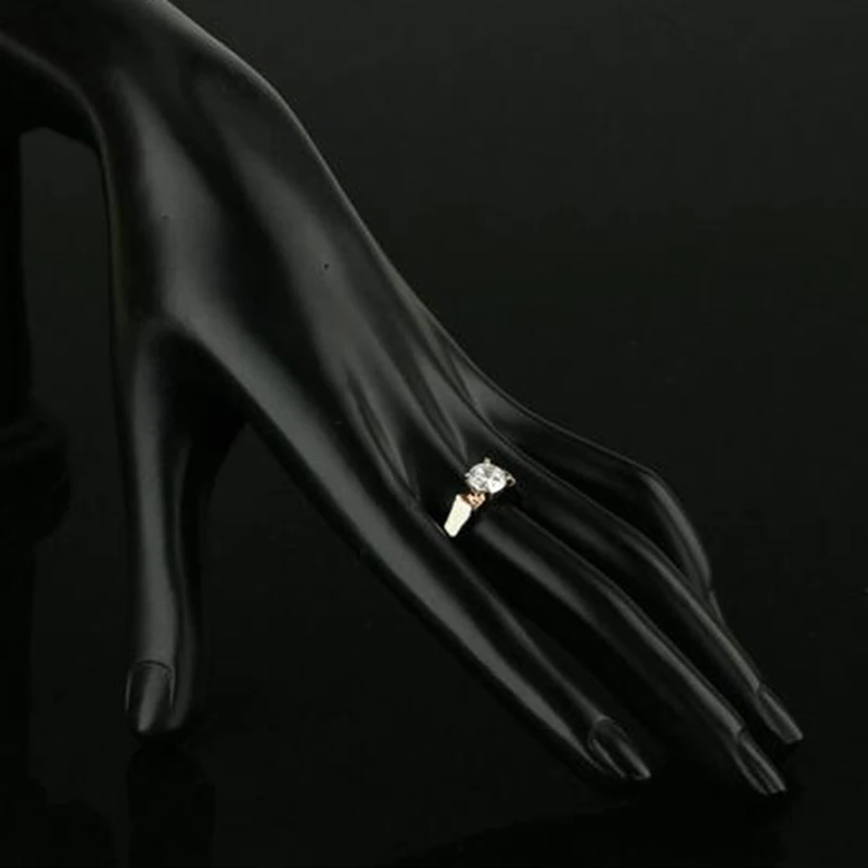 Женские обручальные кольца стразы розового золота с белым камнем размеры 5 6 7 25 8 9