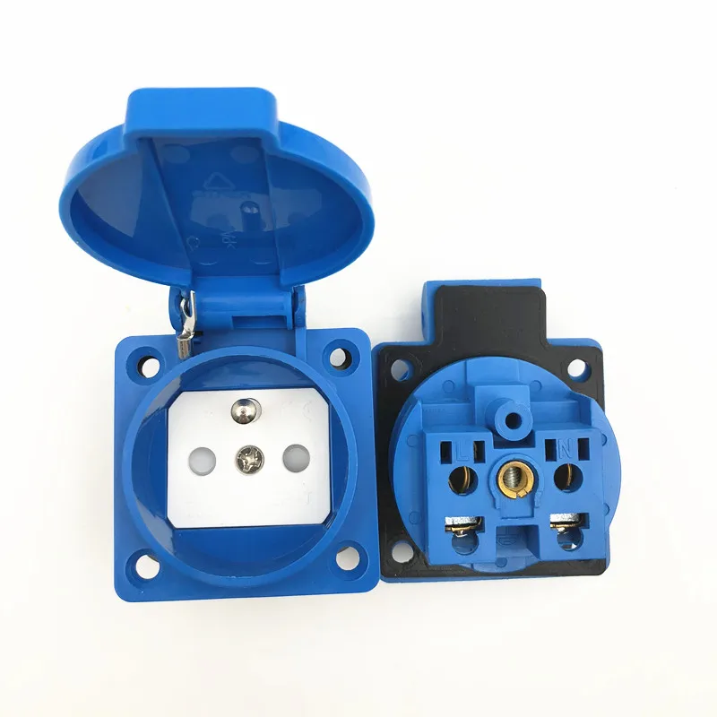 Синяя французская промышленная безопасная розетка 16A 250V IP44 NF Сертификация