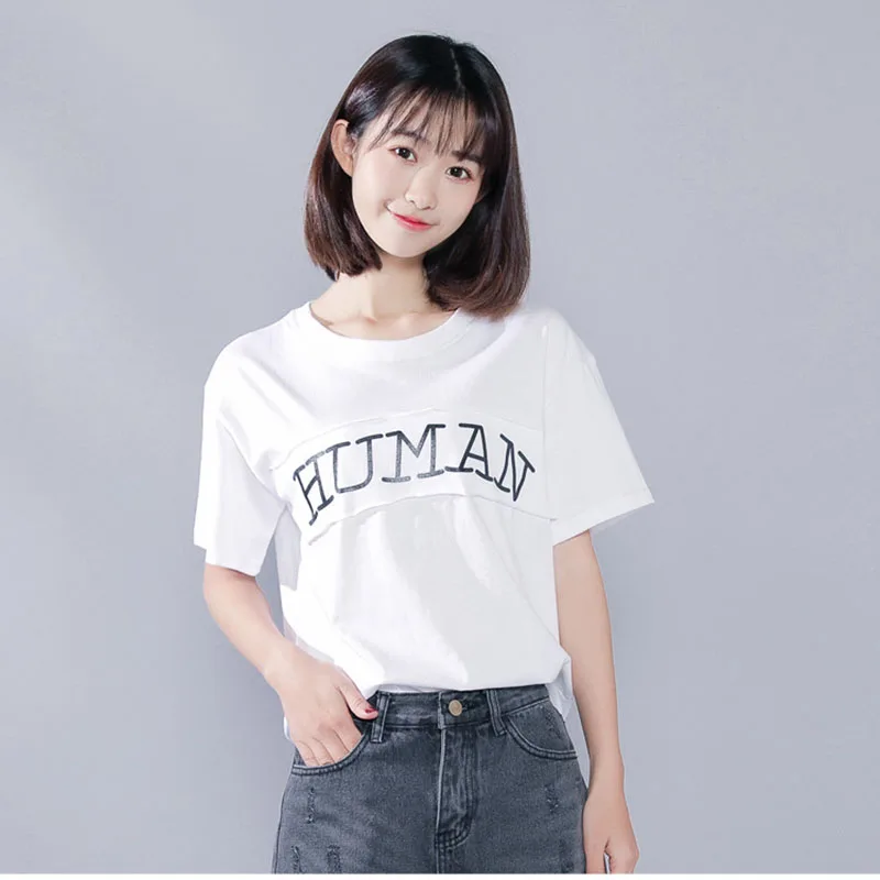 Женская футболка в Корейском стиле Ulzzang летняя Харадзюку Kawaii одежда для школьниц