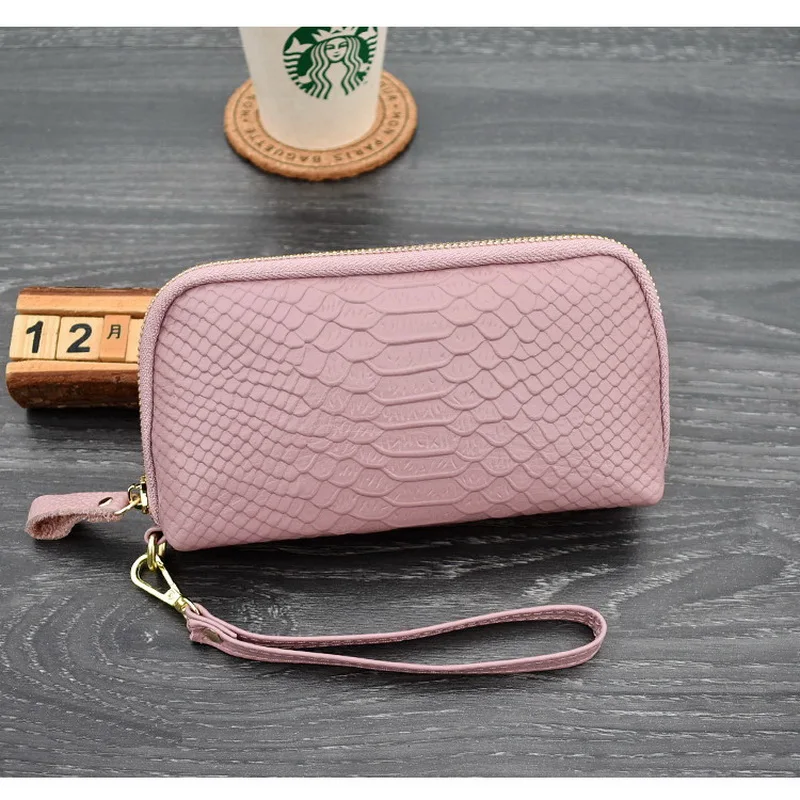 FUNMARDI Genuine Leather Female Clutch Wallet Serpentine Designer Women Bag Phone Card Mini Bags For Women Clutch Bag WLHB1984