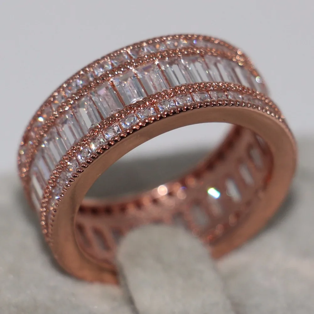 

Size 5-11 choucong Handmade Luxury Jewelry 10KT Rose Gold Filled Princess Cut Top Sell White 5A CZ Wedding Women Band Ring Gift