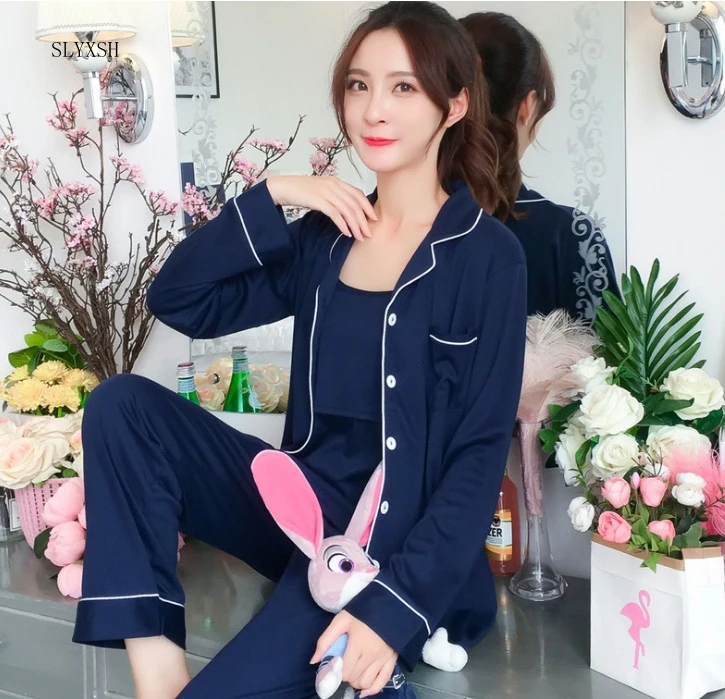

New Cotton Moms 3pcs Maternity sleepwear Nursing nightgown Maternity Breastfeeding clothes for Pregnant Women pregnancy Pajamas