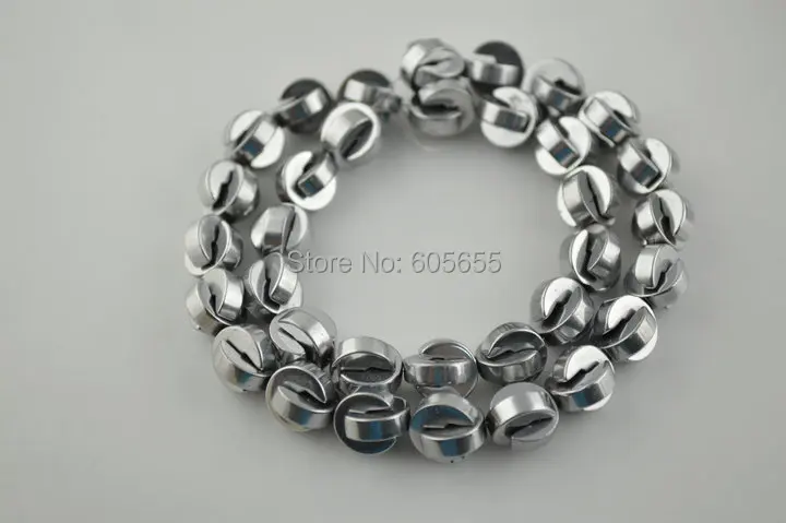 Бусины серебристого цвета с гематитом 10 мм свободные бусины Pacman 5 нитей в партии