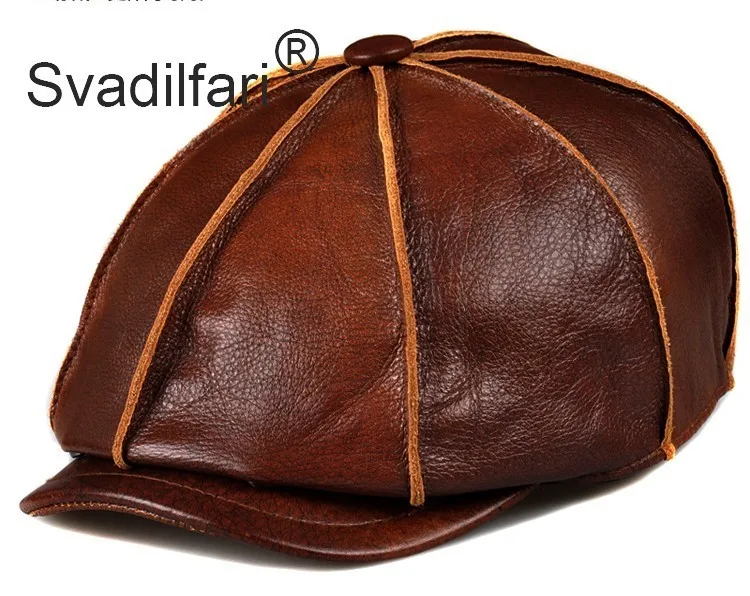 Yellow Brown Svadilfari, натуральная кожа, шапка, пояс, Воловья кожа, теплая зимняя, хлопок, мужская, с подкладкой, абсолютно новая, gastby, берет, Охотничья Шапка/шапка с ушками - Цвет: Yellow Brown