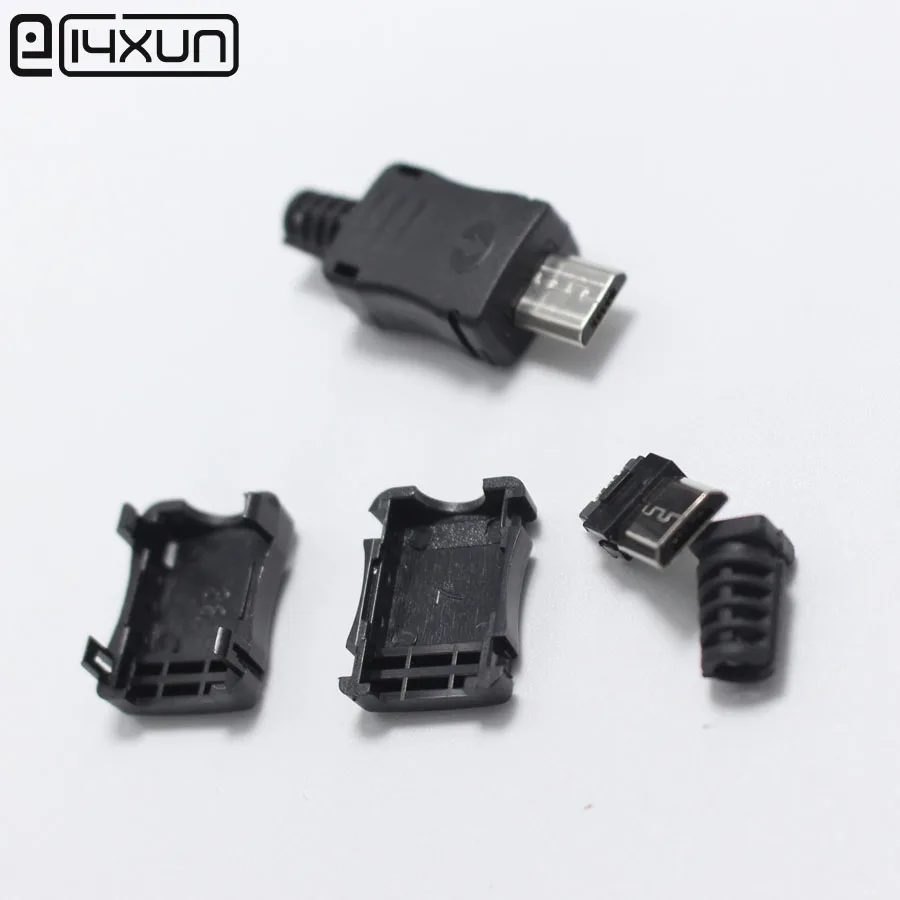 5 комплектов Micro USB 5Pin сварочный Штекерный разъем 4 в 1 сделай сам черные штекеры