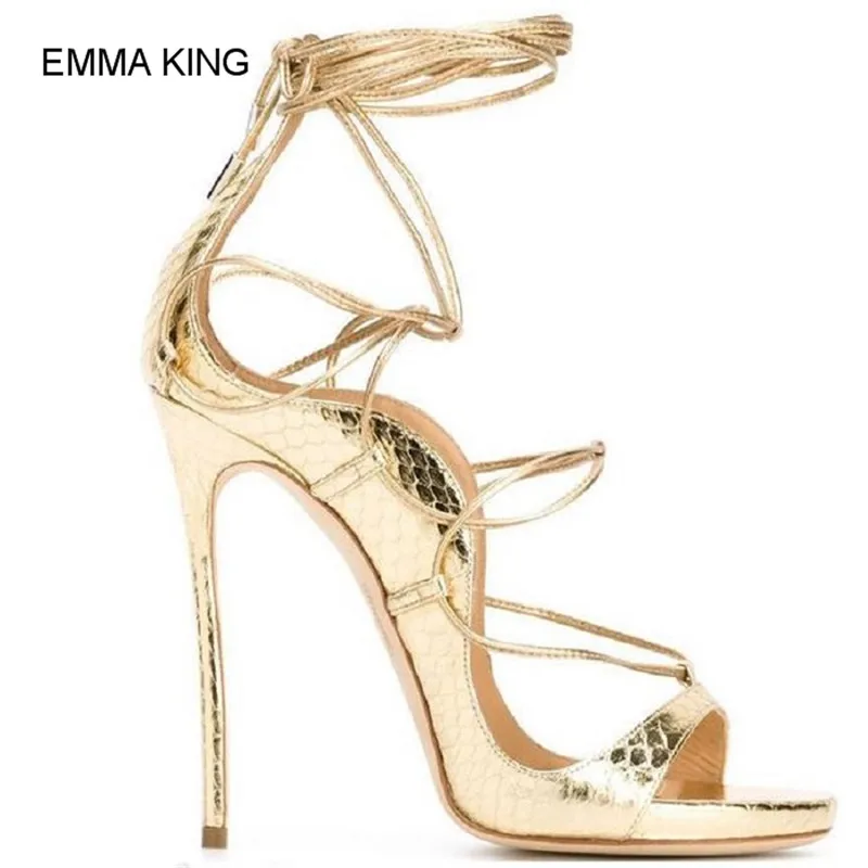 Emma king/пикантные однотонные высокие сандалии из искусственной кожи с